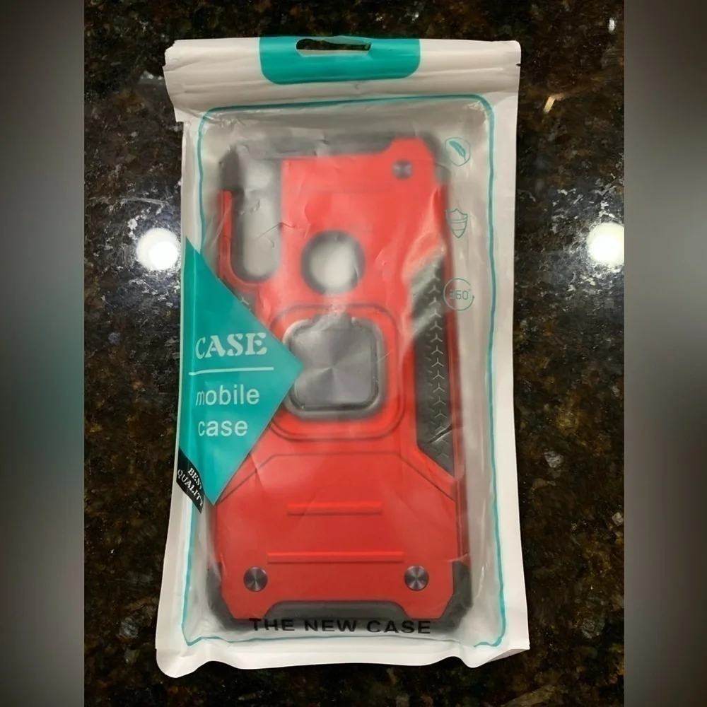 MOTO G Power Red phone case with extras kick stand finger ring NWT